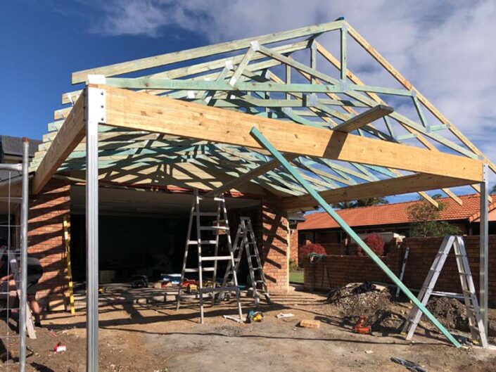 Carport extension progress shot - Gold Coast, Coastal Modern Builders